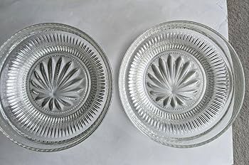 昭和レトロ　クリア　お皿セット Amazon.co.jp: 昭和レトロ ポップ ガラス 中皿 食器 5枚 セット
